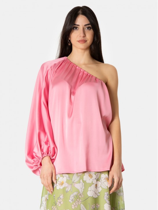 GIADACURTI Resort Top monospalla in satin