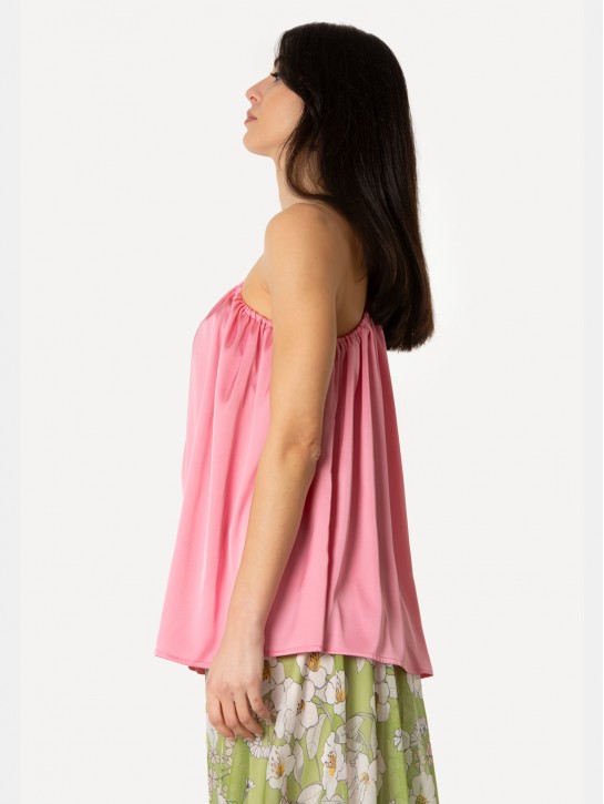 GIADACURTI Resort Top monospalla in satin