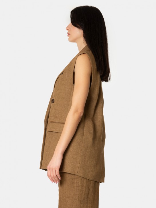 MAXMARA STUDIO Giacca smanicata a gilet in lino