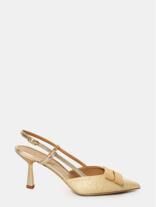 CHANTAL Sandalo slingback in rafia laminata