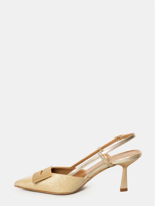 CHANTAL Sandalo slingback in rafia laminata