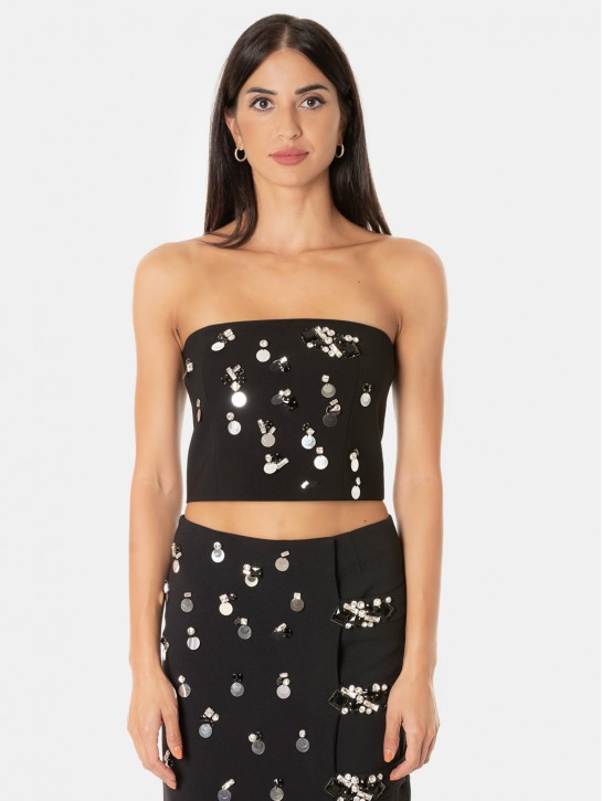 ISABELLE BLANCHE paris Bustier con ricami pietre e paillettes