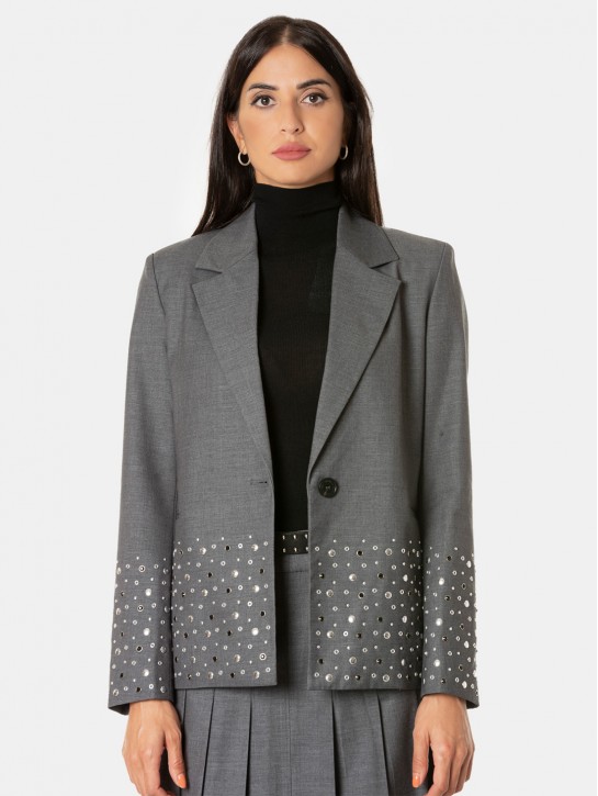 ISABELLE BLANCHE paris Blazer monopetto con applicazioni strass e borchie