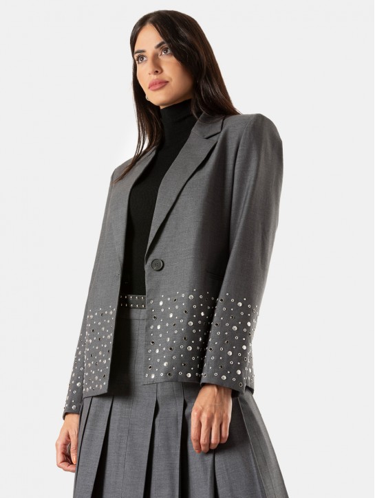 ISABELLE BLANCHE paris Blazer monopetto con applicazioni strass e borchie