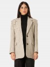 ISABELLE BLANCHE paris Blazer in lana rigata con macroborchie