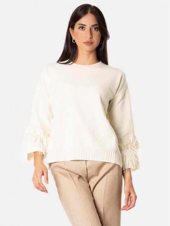 D.EXTERIOR Maglia merinos con frange